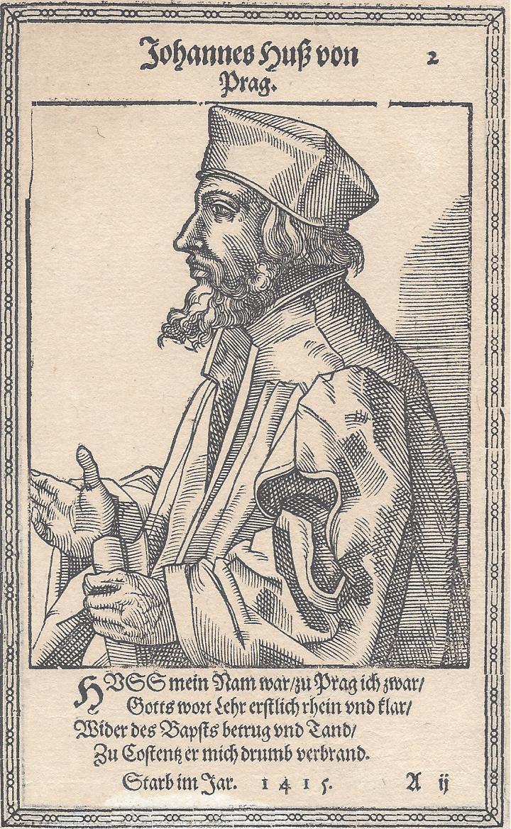 Woodcut portrait of Jan Hus, Bohemian church reformer